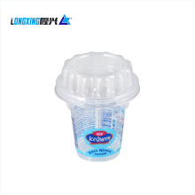 Plastic PP clear disposable cold ice cream 200ml cup with PET lid